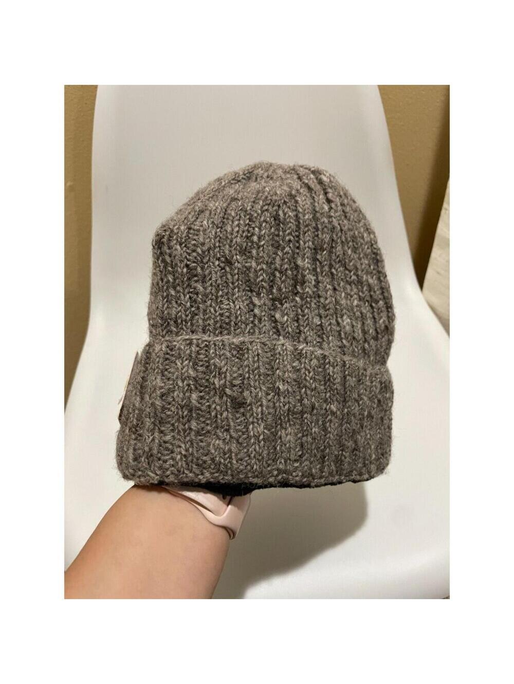 NWT artisan project hand knitted denali gale wool hat beanie gray fleece lining